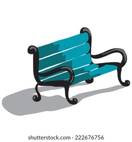 park bench cartoon isolated on white