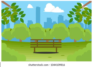 Park Bench City View Vector Illustration Stock Vector (Royalty Free ...