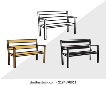 Park Bench Clipart SVG Printable Vector Illustration