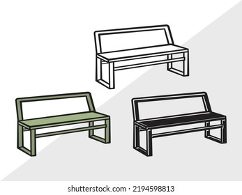 Park Bench Clipart SVG Printable Vector Illustration