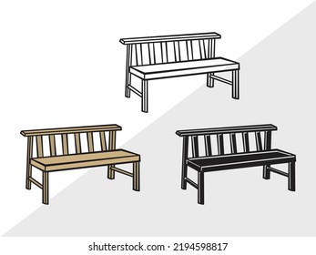 Park Bench Clipart SVG Printable Vector Illustration