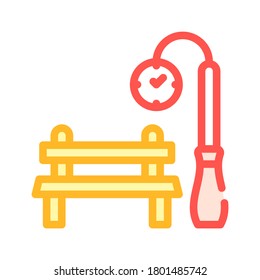 park bench and clock for date color icon vector. park bench and clock for date sign. isolated symbol illustration