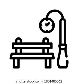 park bench and clock for date line icon vector. park bench and clock for date sign. isolated contour symbol black illustration