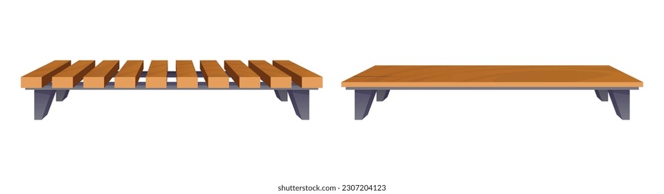Colección de bancos de parque en ilustración vectorial de estilo de caricatura aislada en blanco