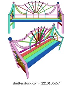 Park Bench Colorful Vector 05. Illustration Isolated On White Background. A vector illustration Of A Bench