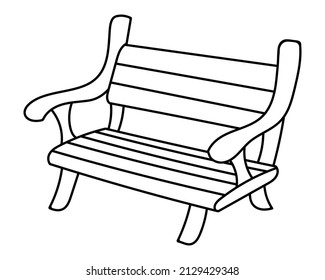 Park bench Doodle Illustration Vector Image. Isolated on white background. Hand drawn, comic, outline.