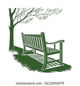 Park and bench during the autumn.