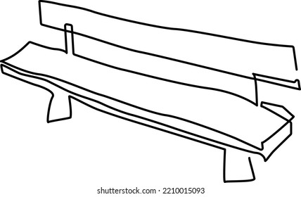 Park bench, garden bench. Continuous line drawing. Linear vector illustration, isolated on white background