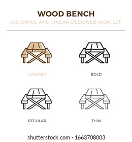 park bench icon in different style vector illustration. one colored and black park bench vector icons designed in filled, outline, line and stroke style can be used for web, mobile, ui