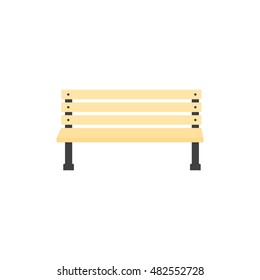 Park bench icon in flat color style. Recreation relaxation waiting