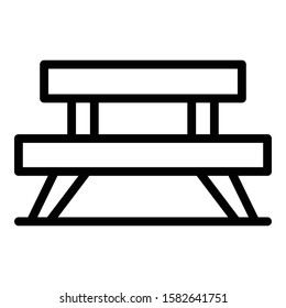 Park bench icon. Outline park bench vector icon for web design isolated on white background