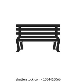 Park bench icon in thick outline style. Black and white monochrome vector illustration.