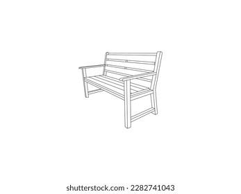 Park bench icon . Wooden bench outline icon vector .Outline set of street bench vector icons for web design isolated on white background . A Black Vector outline illustration of a wooden bench . 