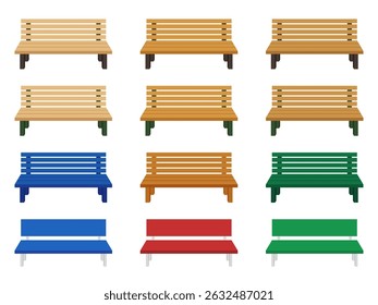 Park bench illustration material set