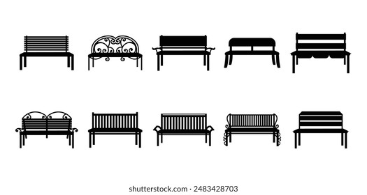 Park Bench Illustration Set Collection