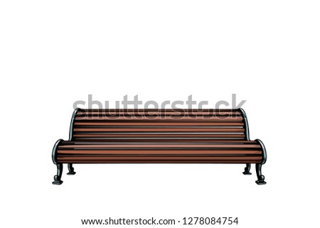 Park bench isolate on white background. Pop art retro vector illustration kitsch vintage