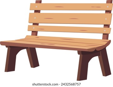 Park bench isolated on white background, vector illustration. A little side view.