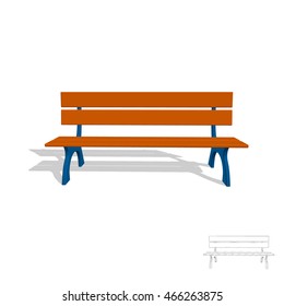 Park bench. Isolated on white background. 3d Vector illustration.Front view.