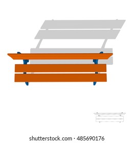 Park Bench. Isolated On White Background. 3d Vector Illustration.Top View.