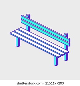 Park bench isometric vector icon illustration