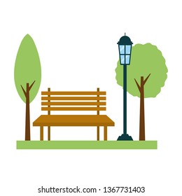 park bench lamp post