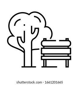 Park bench line icon, concept sign, outline vector illustration, linear symbol.