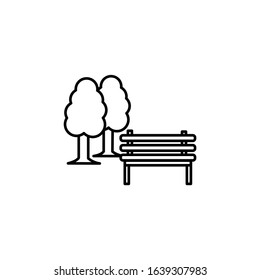 park, bench line icon on white background