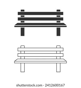 Park bench line icon set over white background, vector illustration