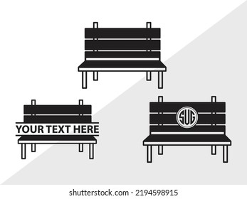 Park Bench Monogram SVG Printable Vector Illustration