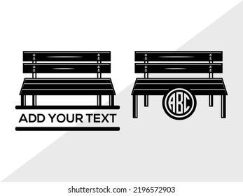Ilustración de vectores imprimibles de monograma SVG de Park Bench
