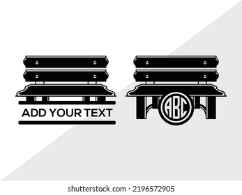 Park Bench Monogram SVG Printable Vector Illustration