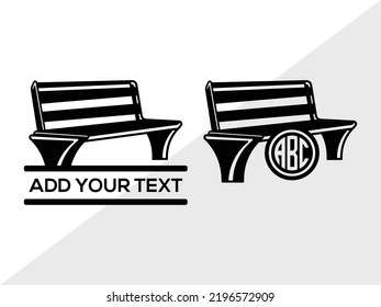 Park Bench Monogram SVG Printable Vector Illustration