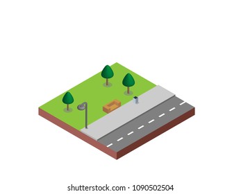 Park bench n isometric projection necessary creative designers for web projects. Isometric park.