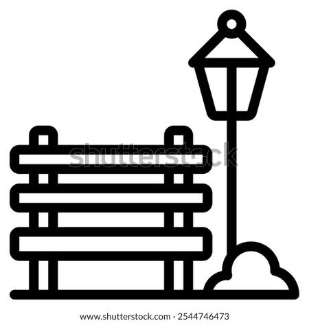 Park Bench Public Facility icon illustration