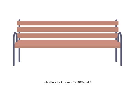 Park bench semi flat color vector object. Editable element. Full sized item on white. Comfortable seat in public place simple cartoon style illustration for web graphic design and animation