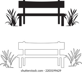 park bench silhouette , illustration park bench