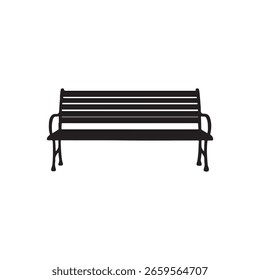 Park bench silhouette vector flat illustration design on white background