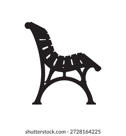 ilustração plana do vetor da silhueta do banco do parque