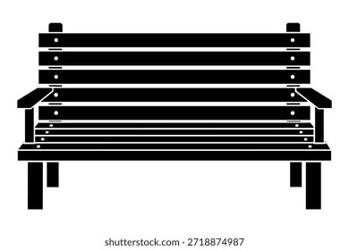 Park bench silhouette vector illustration outdoor furniture wooden seating relaxation waiting area object