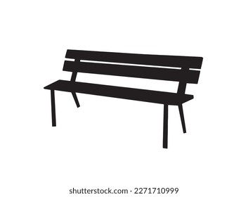 Park bench silhouette vector. Isolated on a white background.