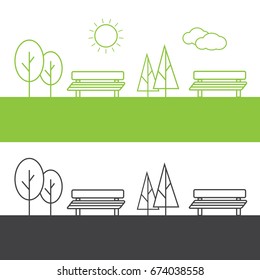 Park bench and streetlight vector