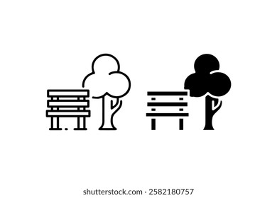 Park Bench with Tree Icon Vector