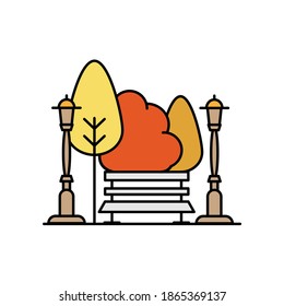 Park bench tree landscape line icon. Element of landscapes icon