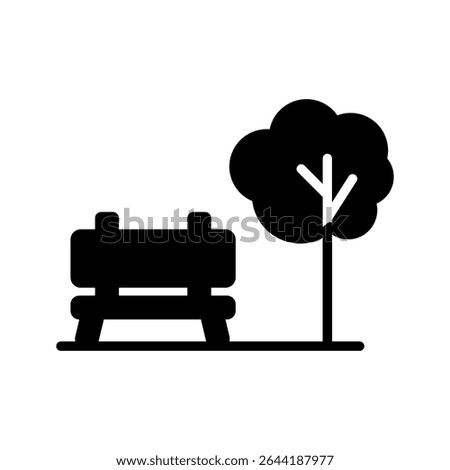 Park Bench Tree Outline Icon Isolated On White Background