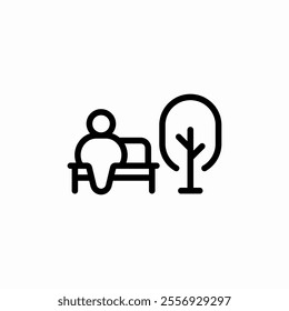 park bench tree sitting icon sign vector