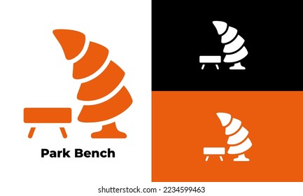 park bench vector icon color simple design, symbol camping