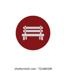 Park bench vector icon on red background
