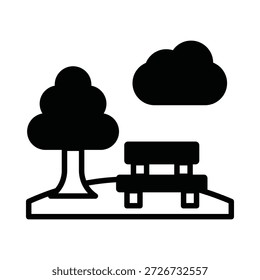 Icono del Vector del banco del parque que puede modificar o editar fácilmente

