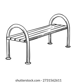 ilustração desenhada à mão da arte da linha do vetor da bancada do parque