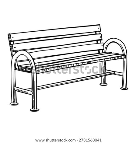 Park bench vector sketch line art hand drawn illustration
